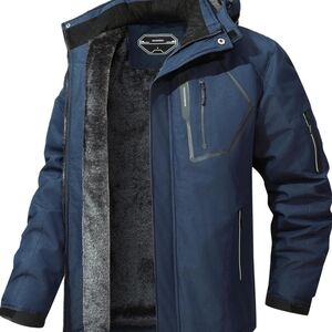 Blue and Gray Performance Jacket with Water-Resistant Fabric